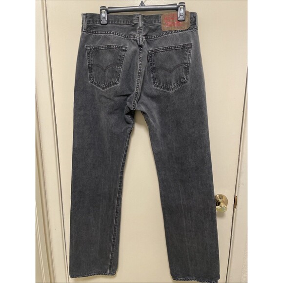 VTG 90s Levis 501 Jeans Mens 34x34 Black Straight Leg Button Fly USA Denim - Picture 8 of 14